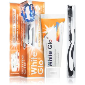 White Glo Whitening & Tartar Control pasta de dinti cu efect innalbitor cu pensula Curcumin and Turmeric 150 g-ro