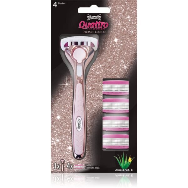 Wilkinson Sword Quattro for Women Rose Gold aparat de ras + rezervă 4 pc-ro
