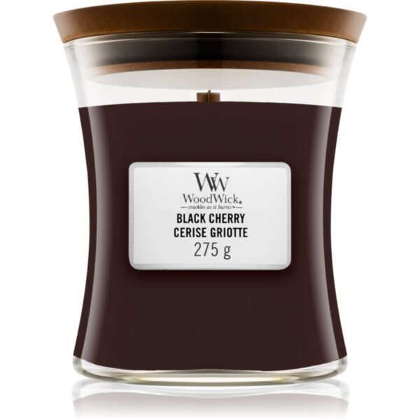 Woodwick Black Cherry lumânare parfumată cu fitil din lemn 275 g-ro