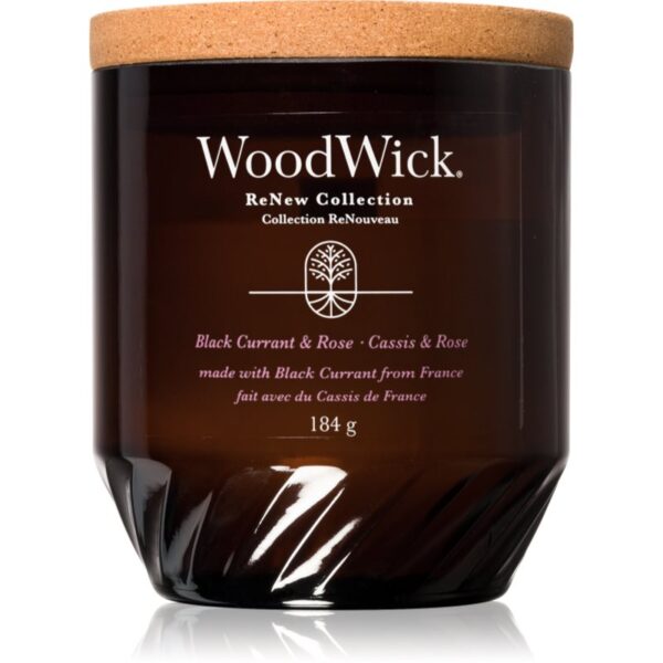 Woodwick Black Currant & Rose lumânare parfumată 184 g-ro