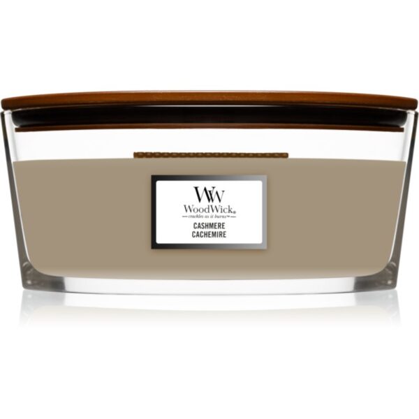 Woodwick Cashmere lumânare parfumată cu fitil din lemn (hearthwick) 453