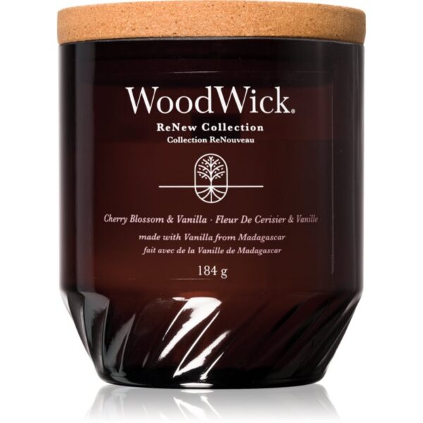 Woodwick Cherry Blossom & Vanilla lumânare parfumată cu fitil din lemn 184 g-ro