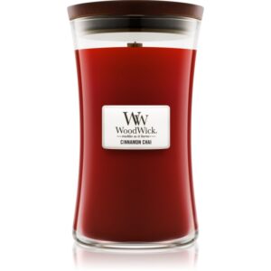 Woodwick Cinnamon Chai lumânare parfumată cu fitil din lemn 609.5 g-ro