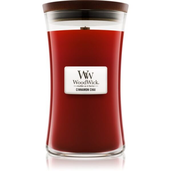 Woodwick Cinnamon Chai lumânare parfumată cu fitil din lemn 609.5 g-ro