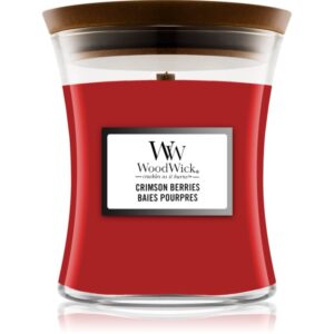Woodwick Crimson Berries lumânare parfumată cu fitil din lemn 85 g-ro