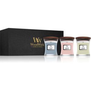 Woodwick Evening Onyx & Solar Ylang & Coastal Sunset set cadou cu fitil din lemn (gift box) 1 buc-ro