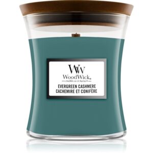 Woodwick Evergreen Cashmere lumânare parfumată 275 g-ro