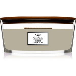 Woodwick Fireplace Fireside lumânare parfumată  cu fitil din lemn (hearthwick) 453 g-ro