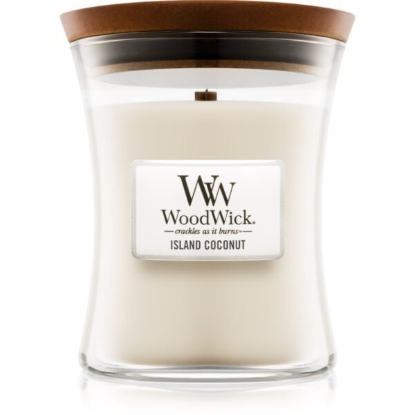 Woodwick Island Coconut lumânare parfumată cu fitil din lemn 275 g-ro