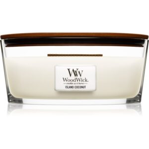 Woodwick Island Coconut lumânare parfumată cu fitil din lemn (hearthwick) 453 g-ro