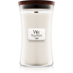 Woodwick Linen lumânare parfumată cu fitil din lemn 609.5 g-ro