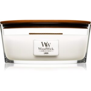 Woodwick Linen lumânare parfumată cu fitil din lemn (hearthwick) 453.6 g-ro