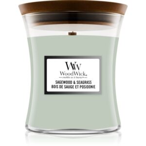 Woodwick Sagewood & Seagrass lumânare parfumată cu fitil din lemn 275 g-ro