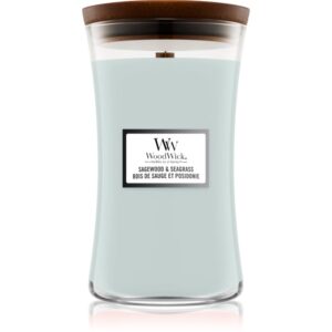 Woodwick Sagewood & Seagrass lumânare parfumată cu fitil din lemn 609 g-ro