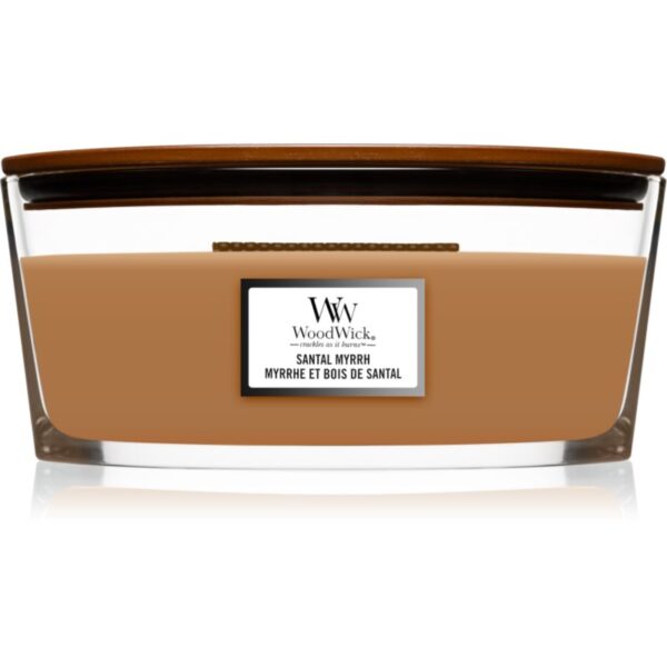 Woodwick Santal Myrrh lumânare parfumată cu fitil din lemn (hearthwick) 453