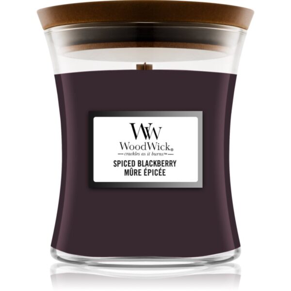 Woodwick Spiced Blackberry lumânare parfumată cu fitil din lemn 275 g-ro