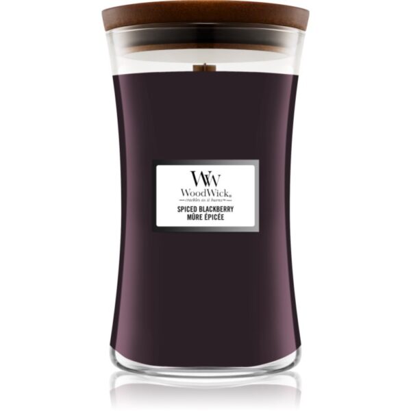 Woodwick Spiced Blackberry lumânare parfumată cu fitil din lemn 609