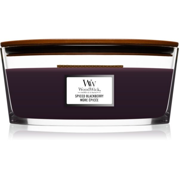 Woodwick Spiced Blackberry lumânare parfumată cu fitil din lemn (hearthwick) 453