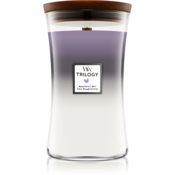 Woodwick Trilogy Amethyst Sky lumânare parfumată cu fitil din lemn 609.5 g-ro