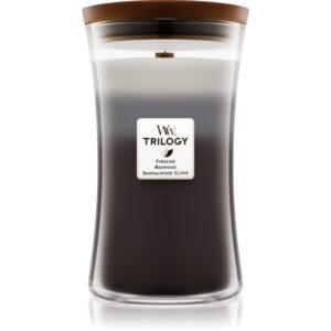 Woodwick Trilogy Warm Woods lumânare parfumată cu fitil din lemn 609