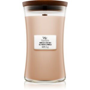 Woodwick Vanilla & Sea Salt lumânare parfumată cu fitil din lemn 609.5 g-ro