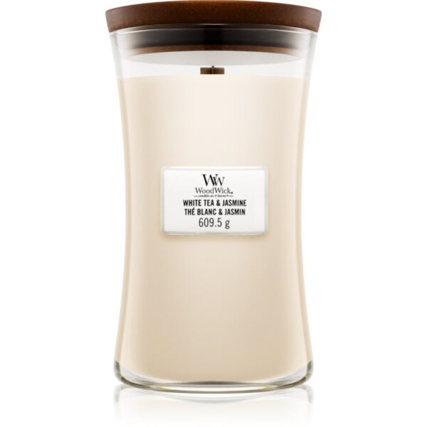 Woodwick White Tea & Jasmine lumânare parfumată cu fitil din lemn 609.5 g-ro