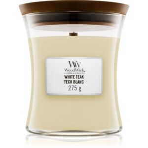 Woodwick White Teak lumânare parfumată  cu fitil din lemn 275 g-ro