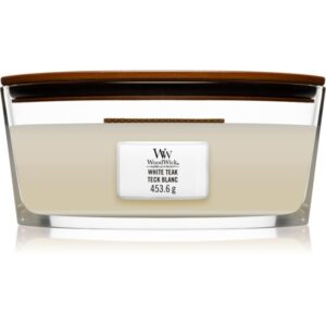 Woodwick White Teak lumânare parfumată cu fitil din lemn (hearthwick) 453.6 g-ro