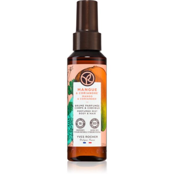 Yves Rocher Bain de Nature spray parfumat pentru corp și păr pentru femei Mango & Coriander 100 ml-ro