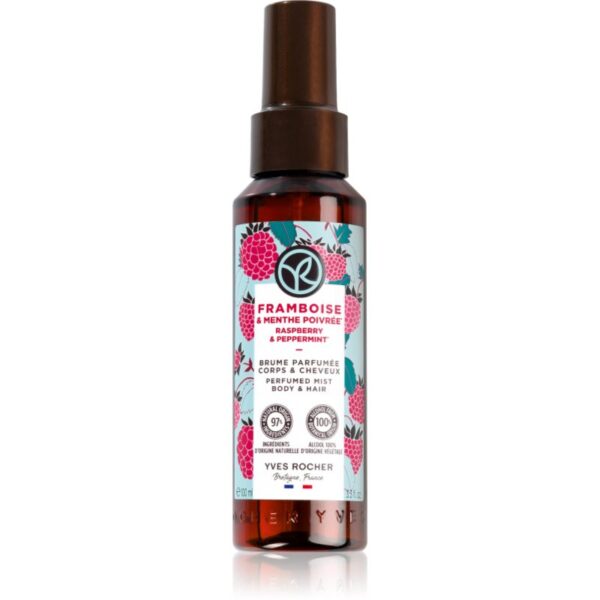 Yves Rocher Bain de Nature spray parfumat pentru corp și păr pentru femei Raspberry & Peppermint 100 ml-ro