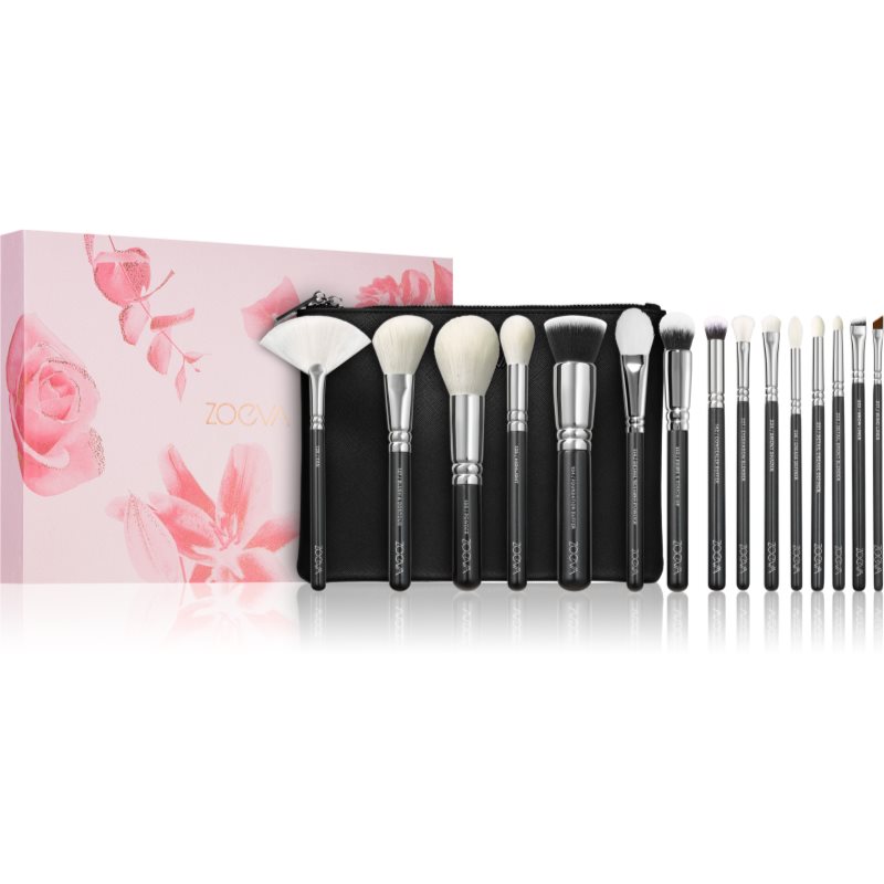 ZOEVA The Artists Brush Set Silver set de pensule cu geantă 1 buc-Țena