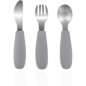 Zopa Silicone Children's Cutlery tacâmuri pentru copii 6 m+ Dove Grey 3 buc-Țena