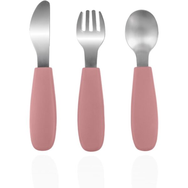 Zopa Silicone Children's Cutlery tacâmuri pentru copii 6 m+ Old Pink 3 buc-Țena