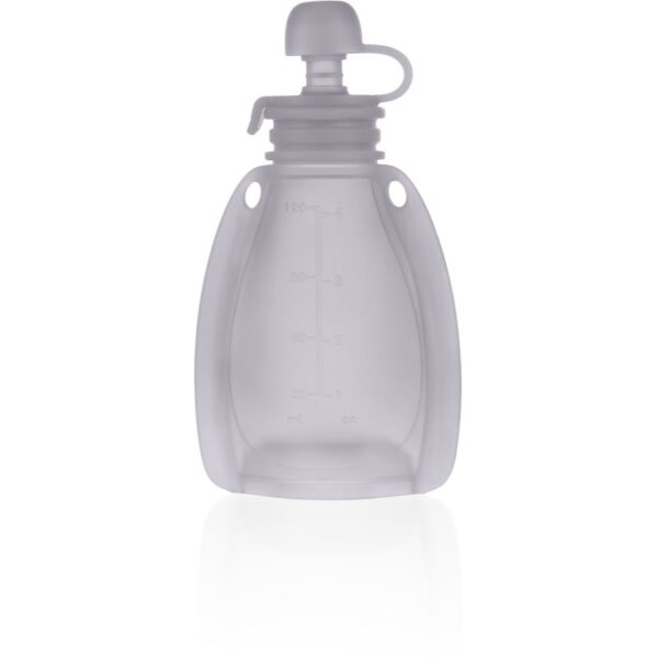 Zopa Silicone Refillable Baby Food Pouch săculeț pentru mâncare 0 m+ Transparent Grey 120 ml-Țena