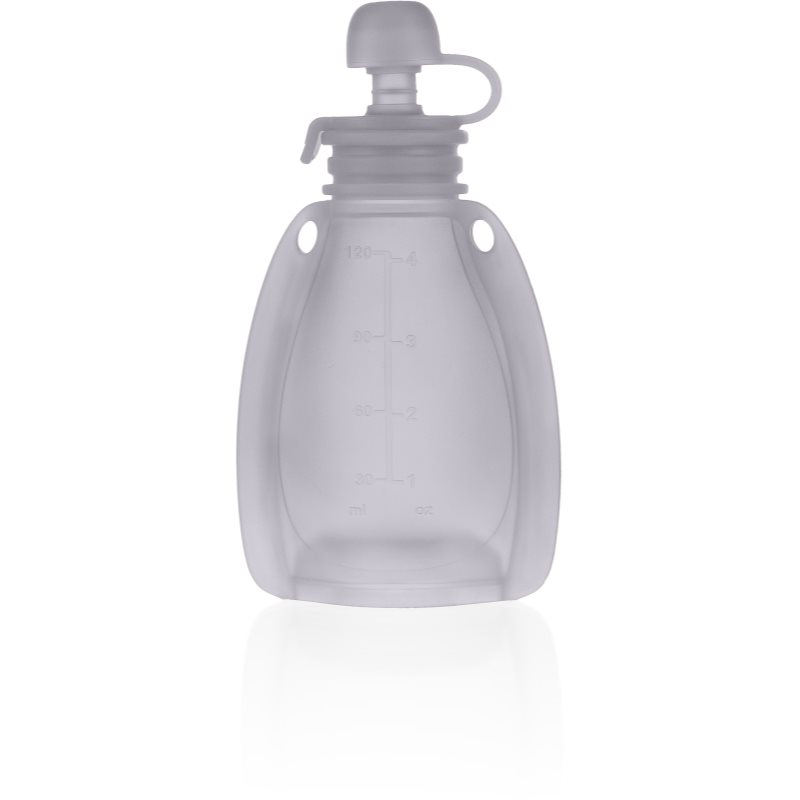 Zopa Silicone Refillable Baby Food Pouch săculeț pentru mâncare 0 m+ Transparent Grey 120 ml-Țena