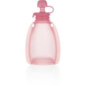 Zopa Silicone Refillable Baby Food Pouch săculeț pentru mâncare 0 m+ Transparent Pink 120 ml-Țena