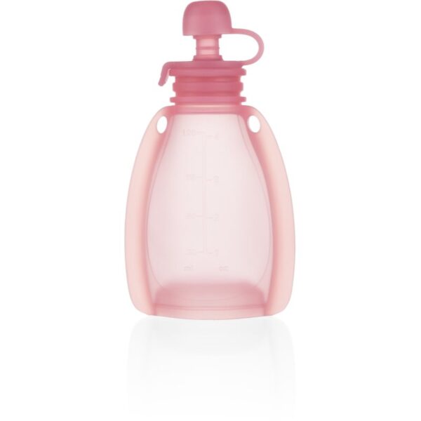 Zopa Silicone Refillable Baby Food Pouch săculeț pentru mâncare 0 m+ Transparent Pink 120 ml-Țena