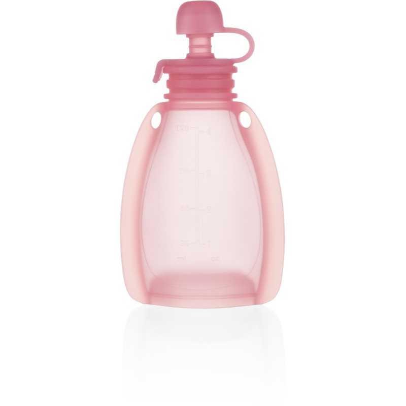 Zopa Silicone Refillable Baby Food Pouch săculeț pentru mâncare 0 m+ Transparent Pink 120 ml-Țena