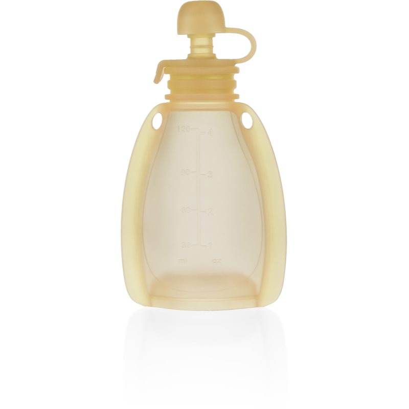 Zopa Silicone Refillable Baby Food Pouch săculeț pentru mâncare 0 m+ Transparent Yellow 120 ml-Țena