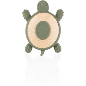 Zopa Silicone Wooden Teether Turtle jucărie pentru dentiție 0 m+ Forest Green 1 buc-Țena