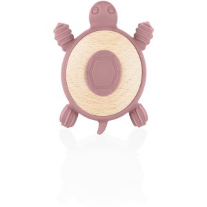 Zopa Silicone Wooden Teether Turtle jucărie pentru dentiție 0 m+ Old Pink 1 buc-Țena