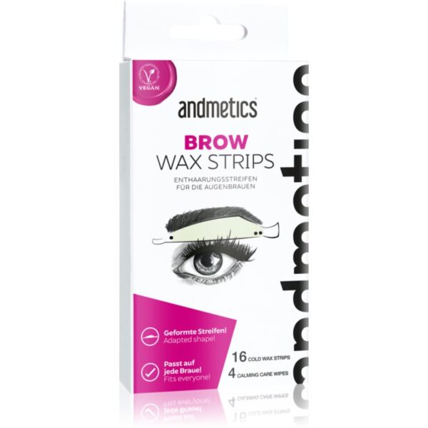 andmetics Wax Strips Brow benzi depilatoare cu ceara rece pentru sprâncene 16 buc-Țena