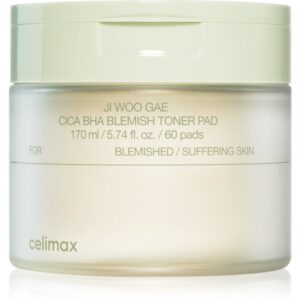 celimax Ji Woo Gae Cica BHA Blemish Toner Pad tampoane exfoliante pentru piele sensibila predispusa la acnee 60 buc-ro