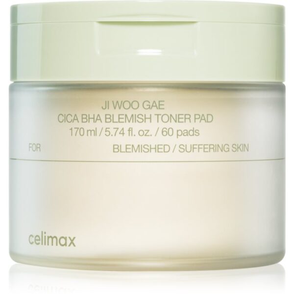 celimax Ji Woo Gae Cica BHA Blemish Toner Pad tampoane exfoliante pentru piele sensibila predispusa la acnee 60 buc-ro