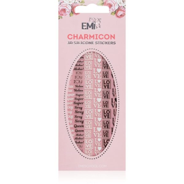 emi Charmicon Words Black/White folii autocolante pentru unghii 3D #52 1 buc-Țena