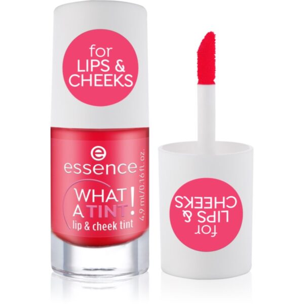 essence WHAT A TINT! blush lichid și luciu de buze culoare 02 Coral Sunset 4.9 ml-ro
