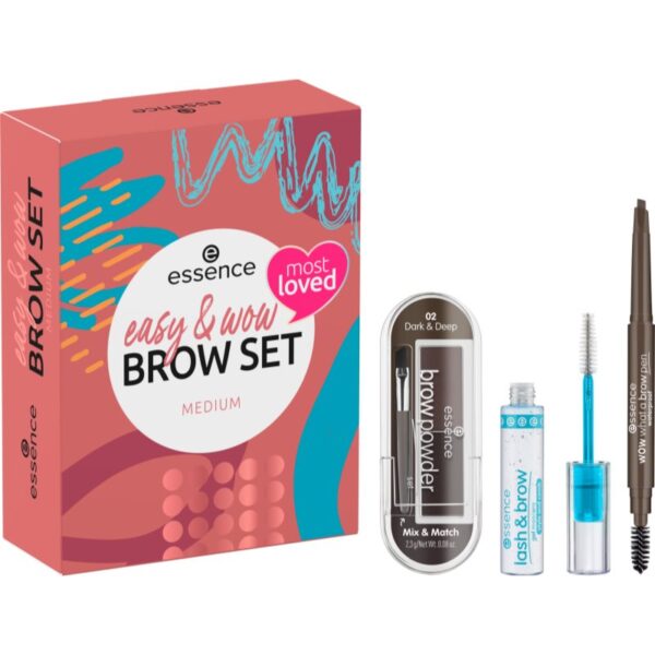 essence easy & WOW set cadou pentru sprâncene culoare Medium-Țena
