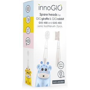 innoGIO GIOGiraffe & GIORabbit Spare Heads Transparent capete de schimb pentru periuta de dinti pentru copii GIOGiraffe & GIORabbit Sonic Toothbrush 2-Țena