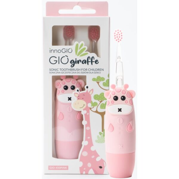 innoGIO GIOGiraffe Sonic Toothbrush periuta de dinti cu ultrasunete pentru copii Pink 1 buc-Țena