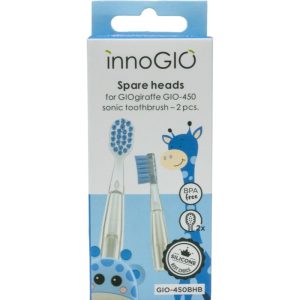 innoGIO GIOGiraffe Spare Heads for Sonic Toothbrush Capete de schimb pentru baterie sonic periuta de dinti pentru copii GIOGiraffe Sonic Toothbrush Bl-ro